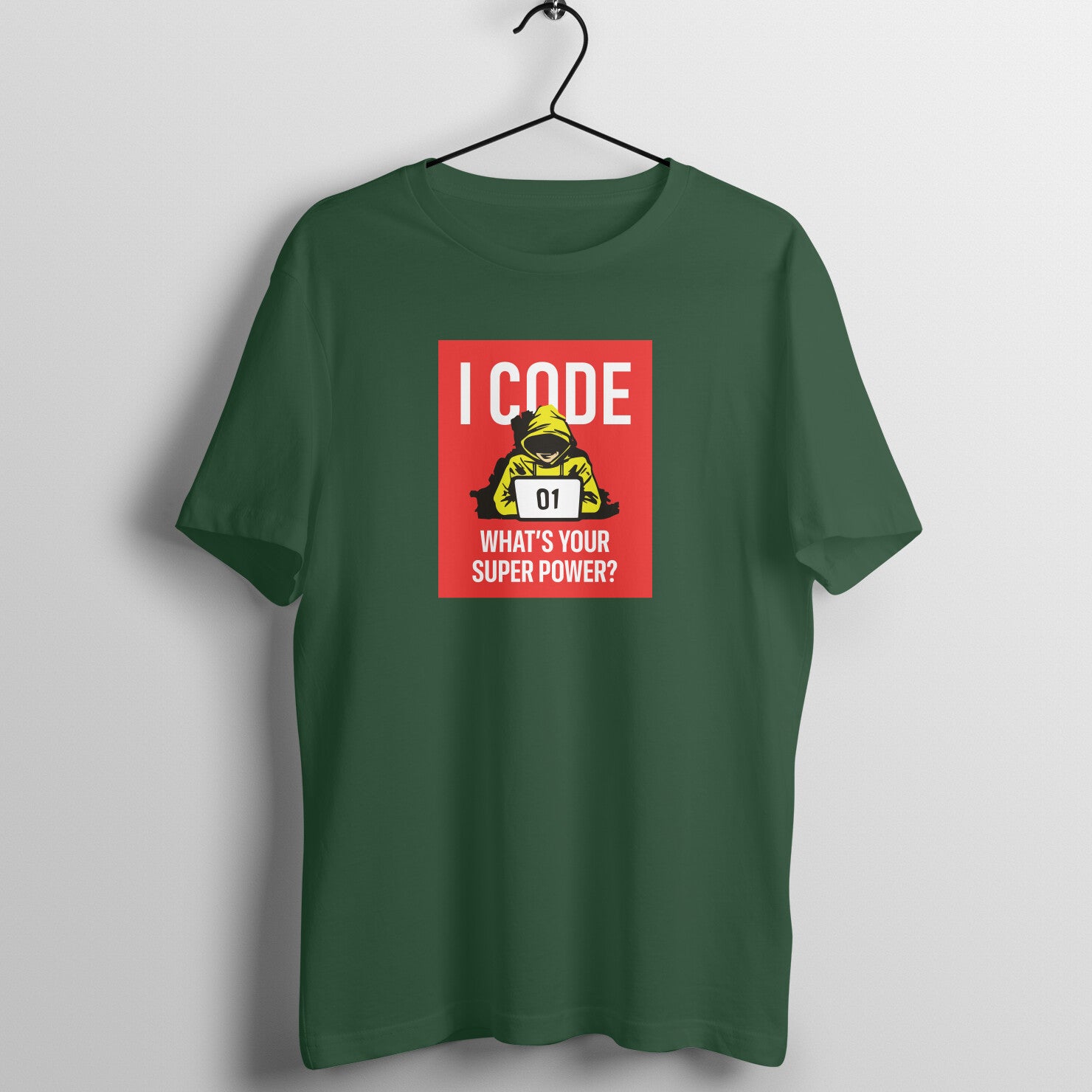"I Code - What is your superpower?" - UNISEX HALF SLEEVE T-SHIRT (91C3)