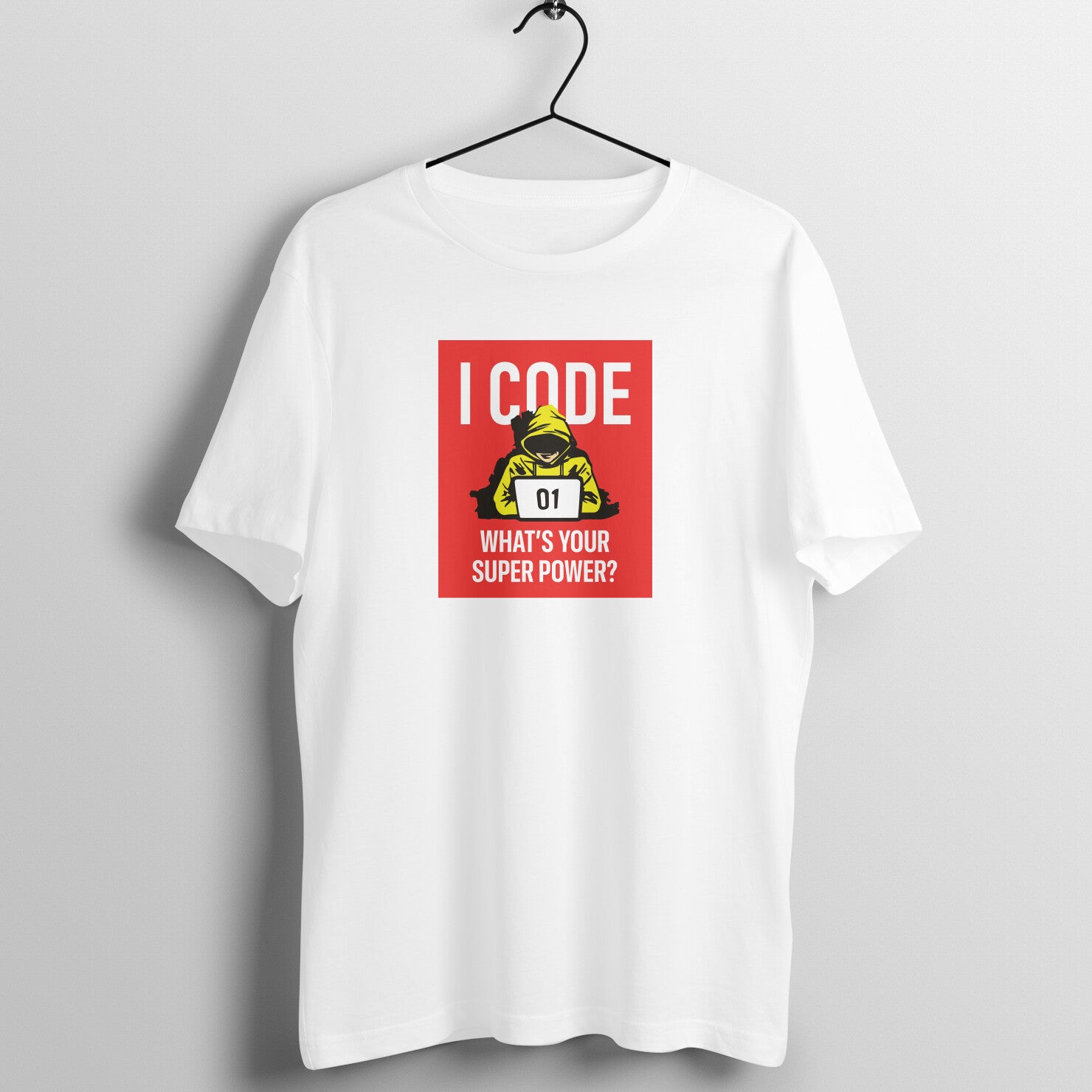 "I Code - What is your superpower?" - UNISEX HALF SLEEVE T-SHIRT (91C3)