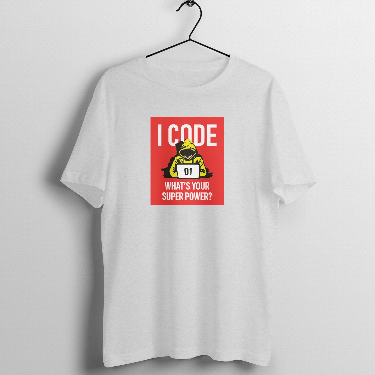 "I Code - What is your superpower?" - UNISEX HALF SLEEVE T-SHIRT (91C3)