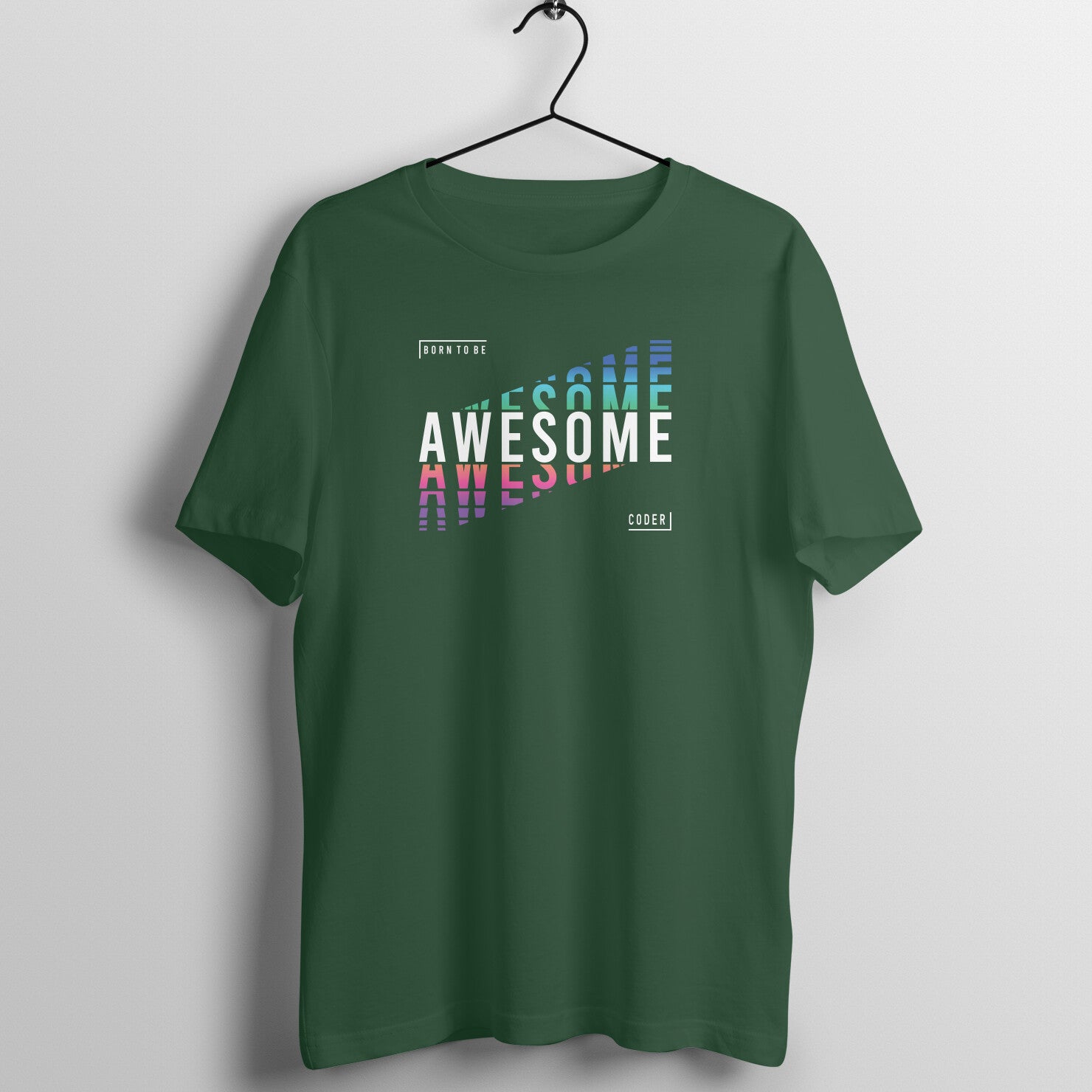 "Born to be Awesome Coder" - UNISEX HALF SLEEVE T-SHIRT (91C27)