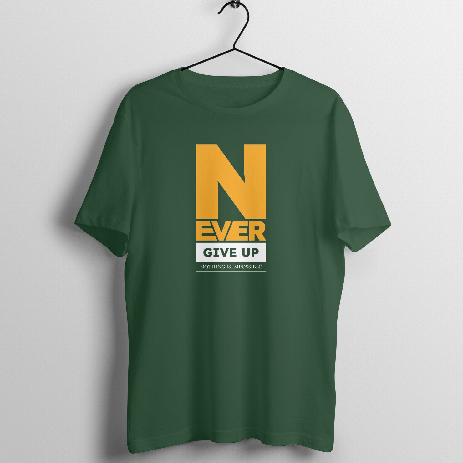 "Never give up ... Nothing is impossible" - UNISEX HALF SLEEVE T-SHIRT (91C45)