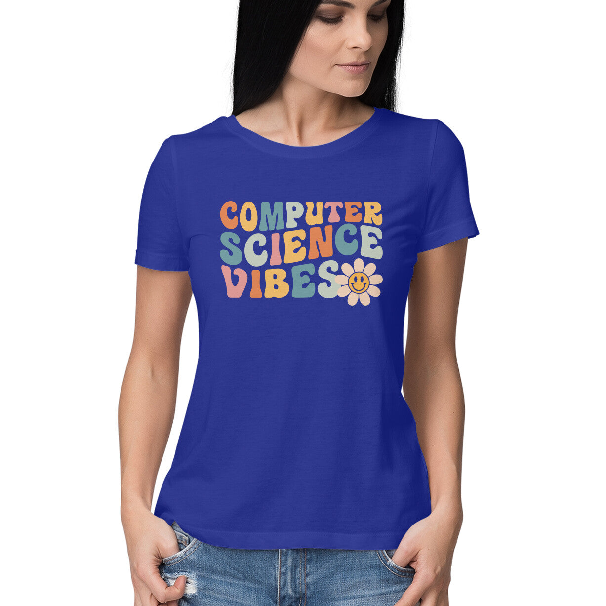 "Computer Science Vibes" - HALF SLEEVE T-SHIRT for GIRLS (91C68)