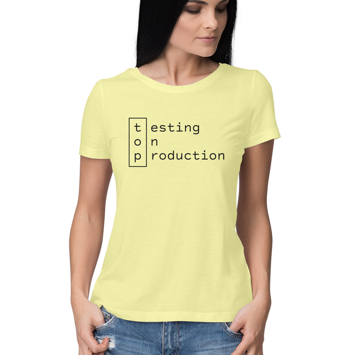 "Testing on production" - HALF SLEEVE T-SHIRT for GIRLS (91C69)