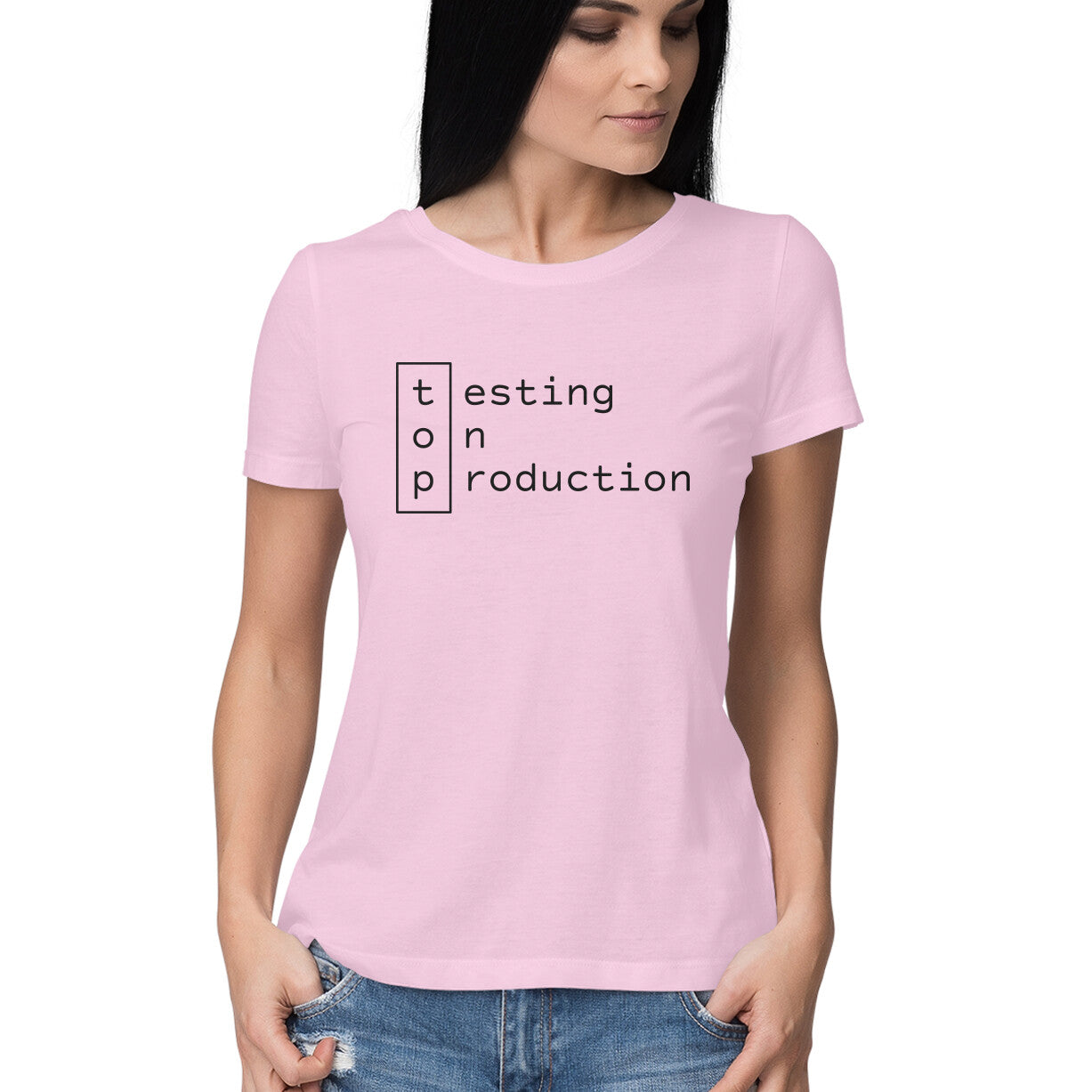 "Testing on production" - HALF SLEEVE T-SHIRT for GIRLS (91C69)