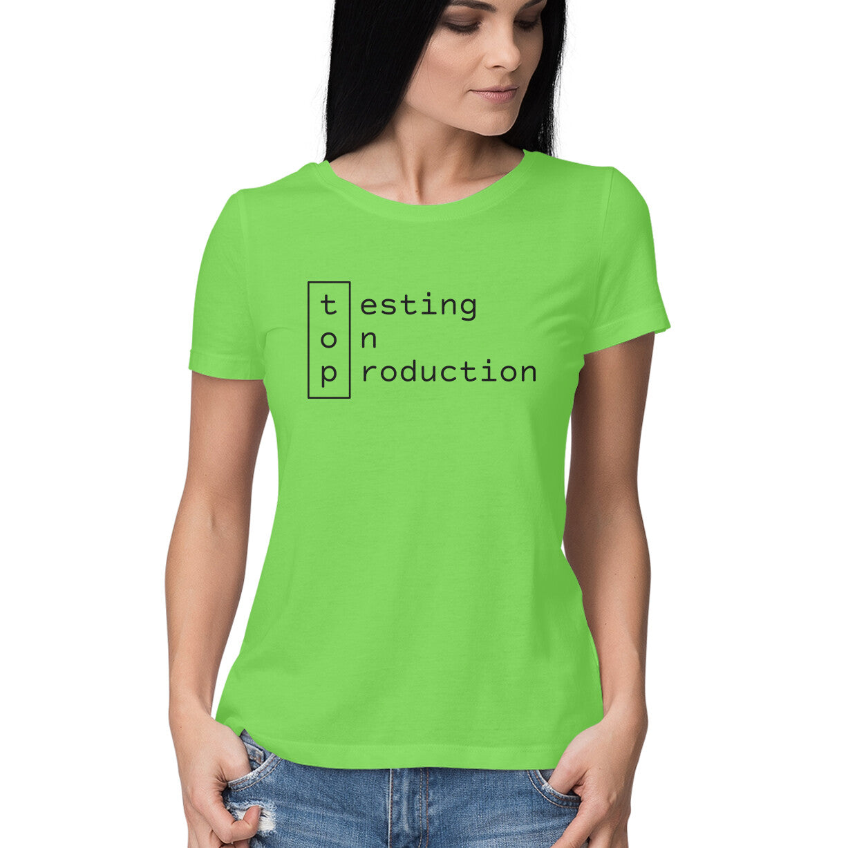 "Testing on production" - HALF SLEEVE T-SHIRT for GIRLS (91C69)