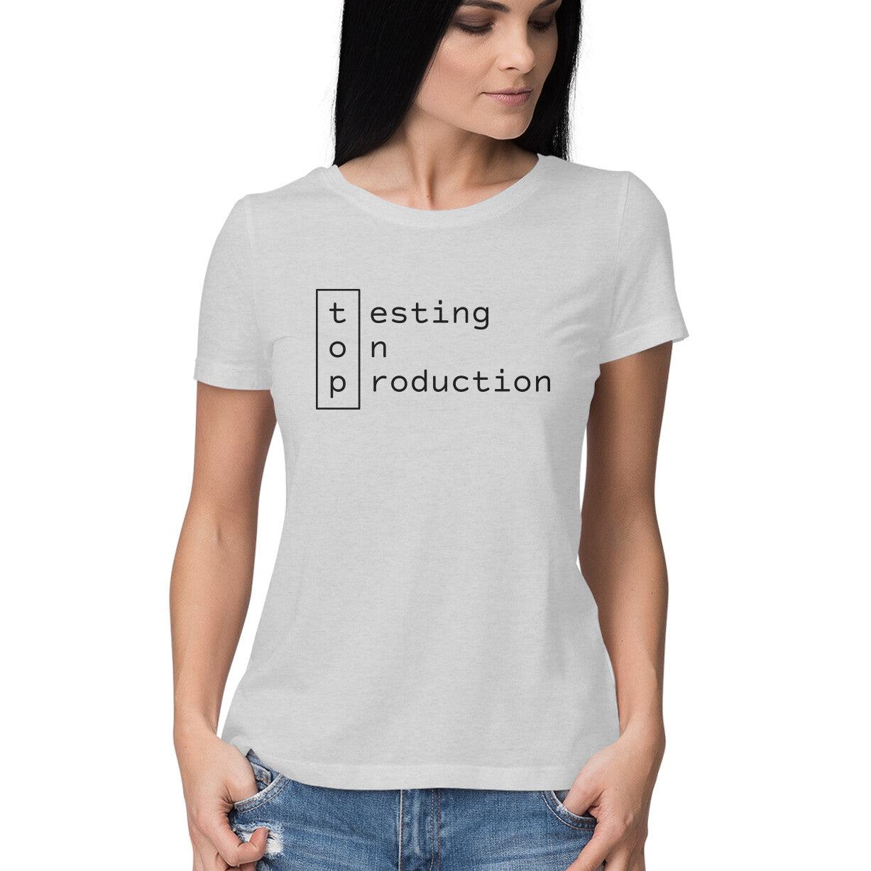 "Testing on production" - HALF SLEEVE T-SHIRT for GIRLS (91C69)