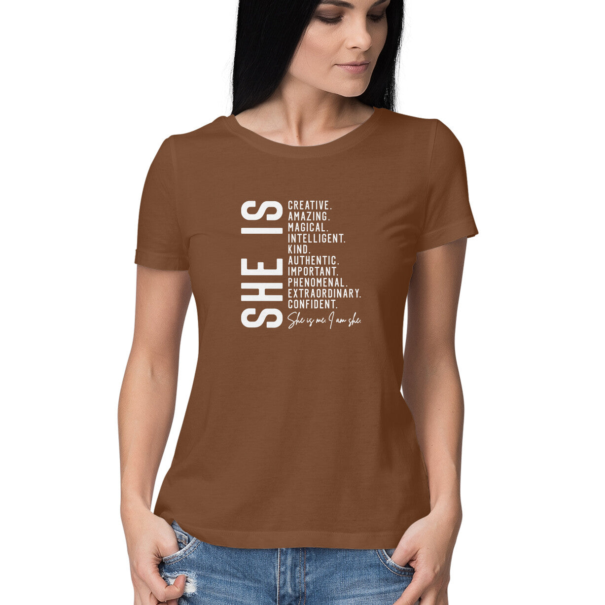 "She is ..." - HALF SLEEVE T-SHIRT FOR GIRLS (91C76)