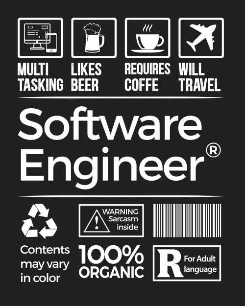 "Software Engineer" - UNISEX HALF SLEEVE T-SHIRT (91C13)