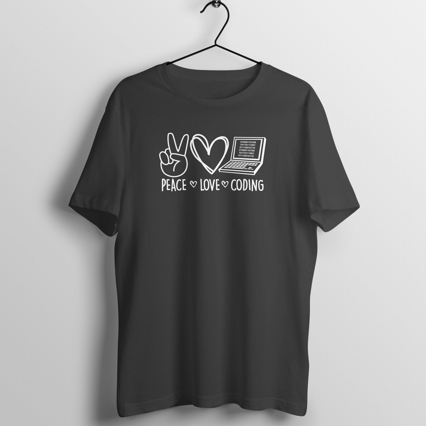 &quot;Peace - Love - Coding&quot; - UNISEX HALF SLEEVE T-SHIRT (91C14)