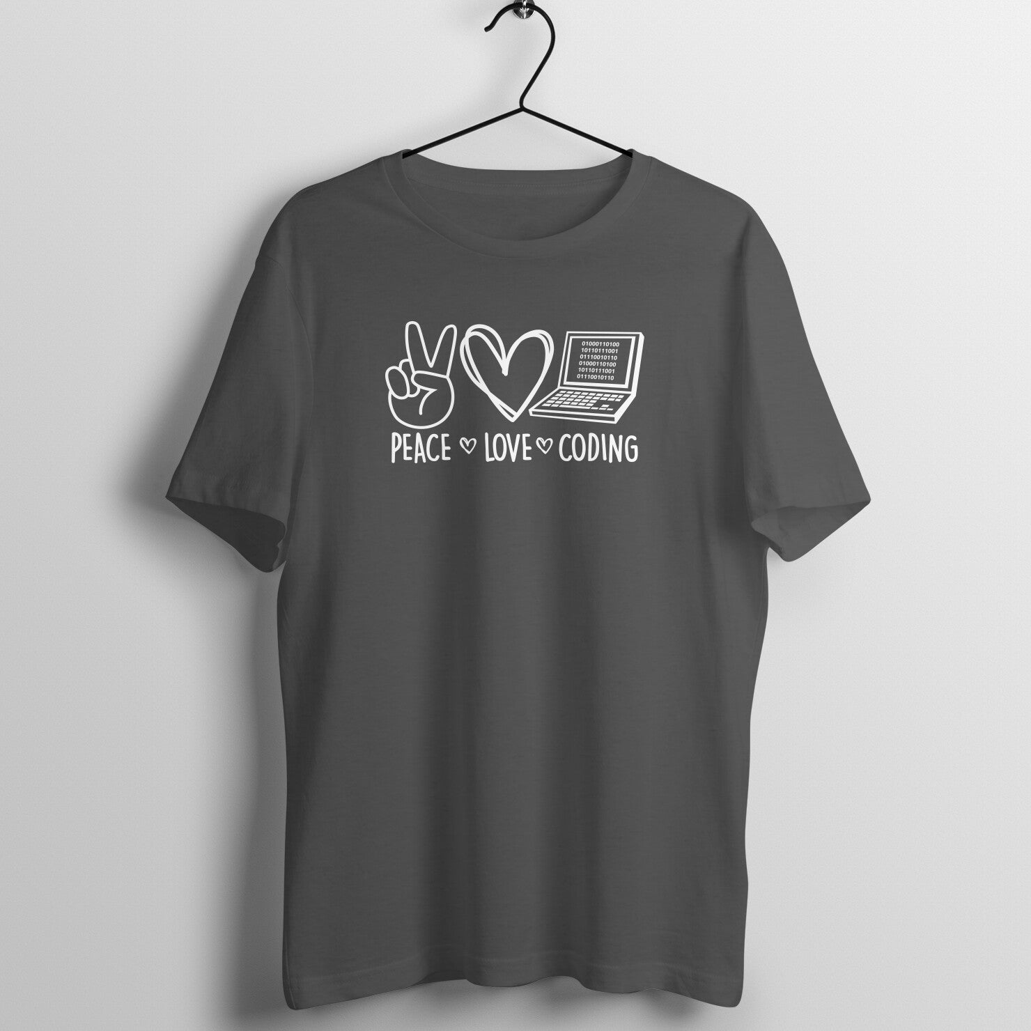 &quot;Peace - Love - Coding&quot; - UNISEX HALF SLEEVE T-SHIRT (91C14)