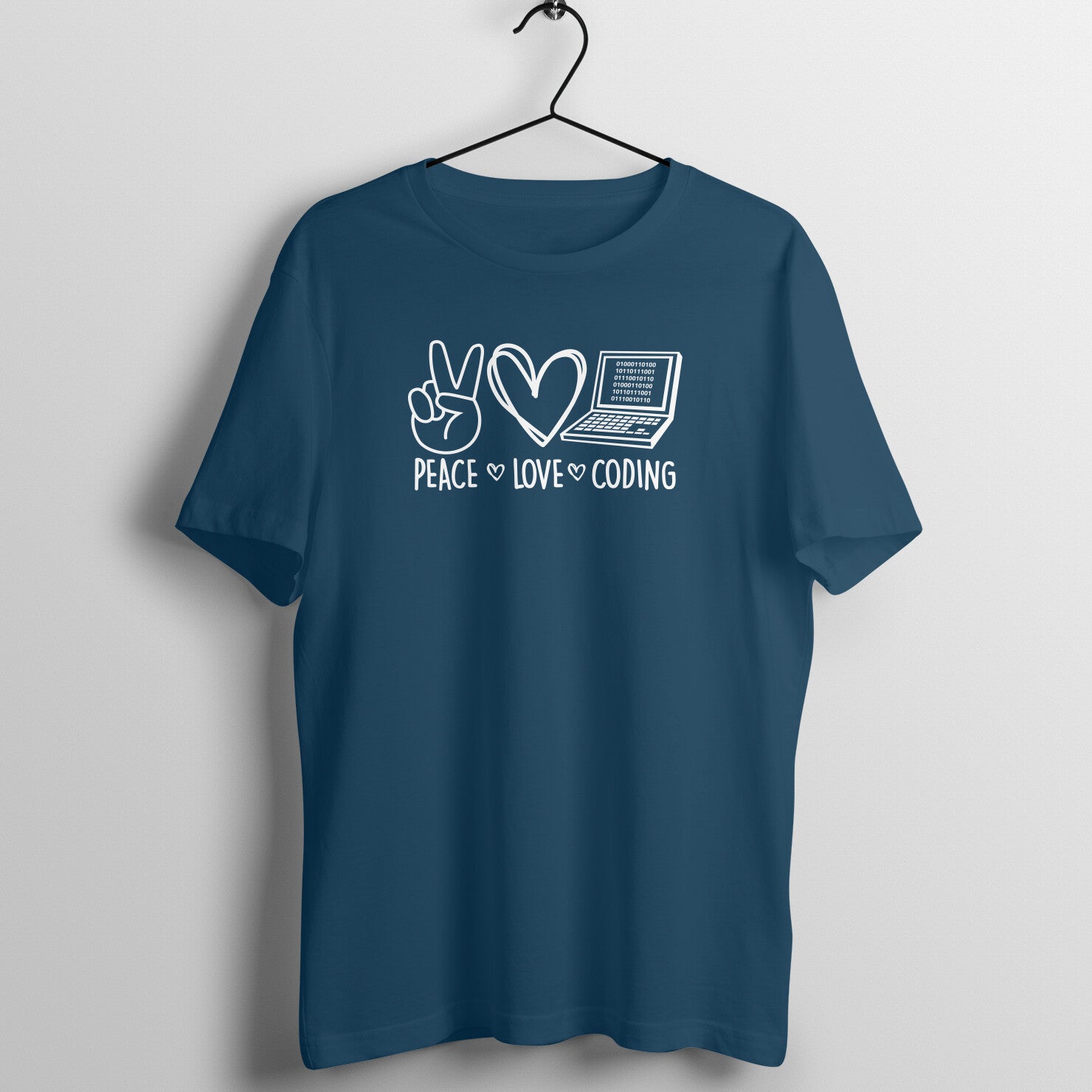 &quot;Peace - Love - Coding&quot; - UNISEX HALF SLEEVE T-SHIRT (91C14)