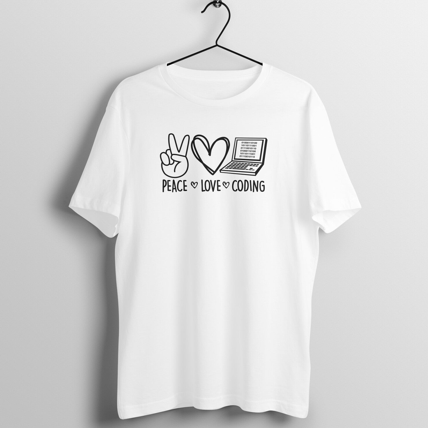 &quot;Peace - Love - Coding&quot; - UNISEX HALF SLEEVE T-SHIRT (91C14)