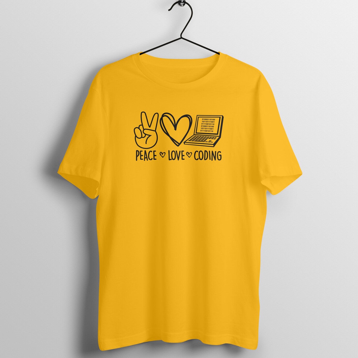 &quot;Peace - Love - Coding&quot; - UNISEX HALF SLEEVE T-SHIRT (91C14)