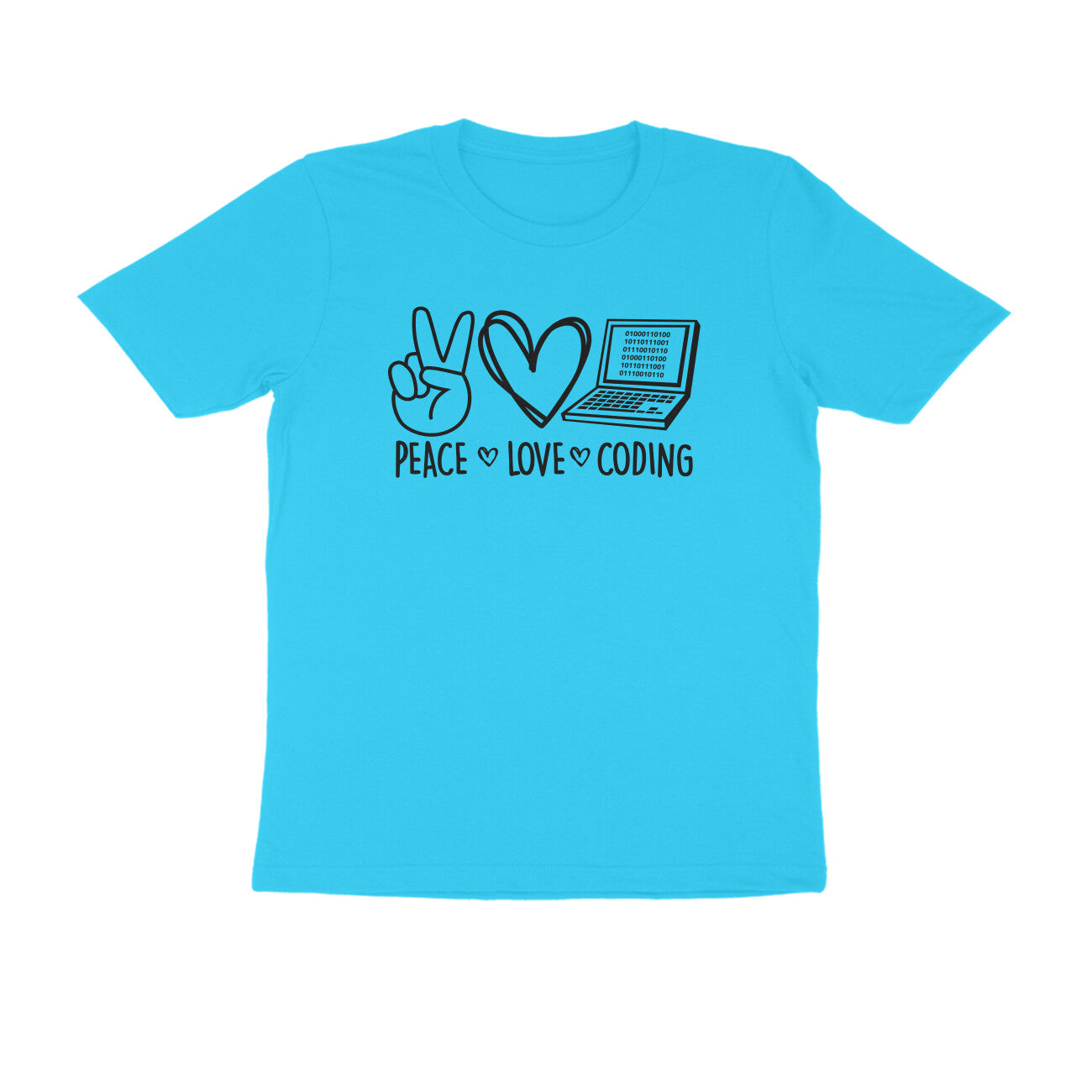 &quot;Peace - Love - Coding&quot; - UNISEX HALF SLEEVE T-SHIRT (91C14)