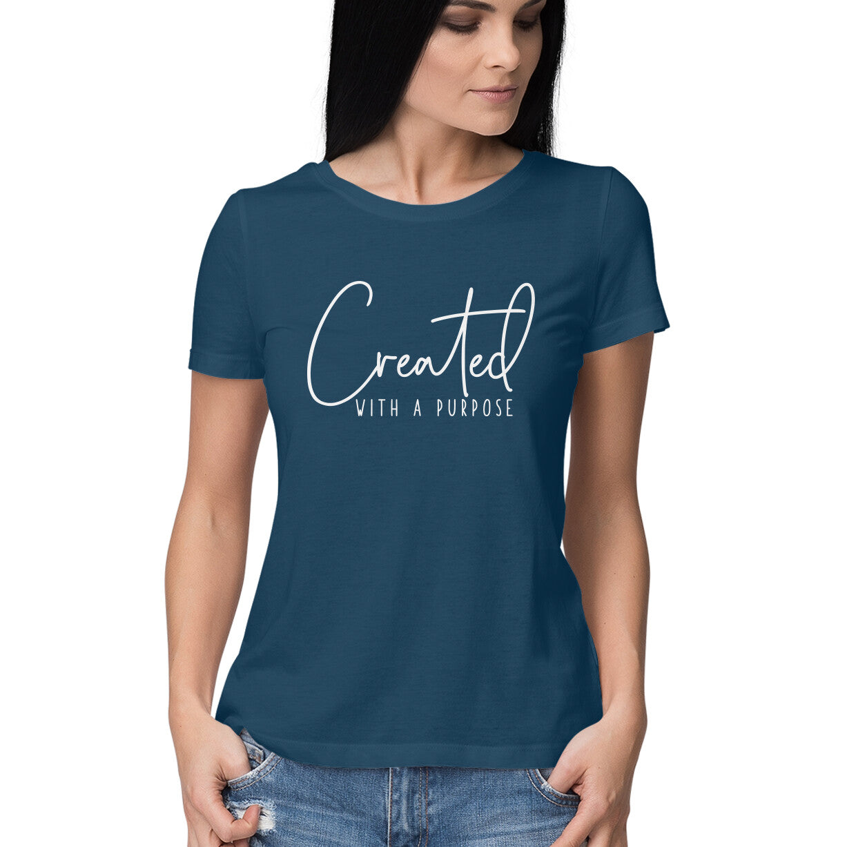 &quot;Crafted with a purpose&quot; - HALF SLEEVE T-SHIRT for GIRLS (91C21)