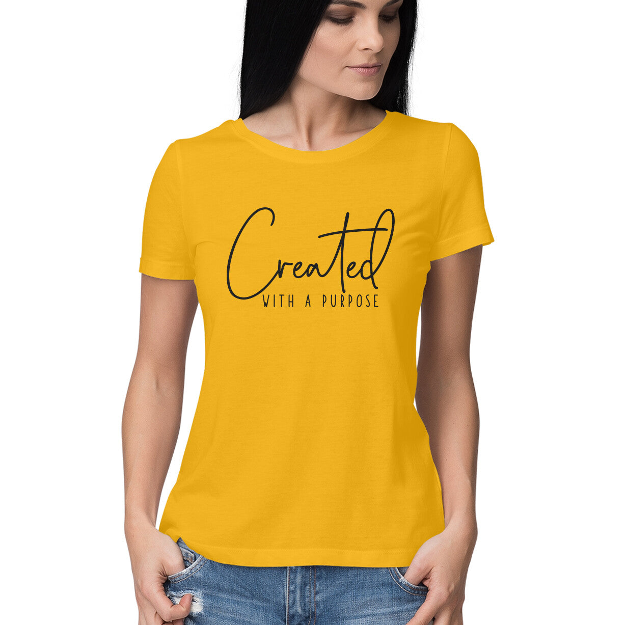 &quot;Crafted with a purpose&quot; - HALF SLEEVE T-SHIRT for GIRLS (91C21)