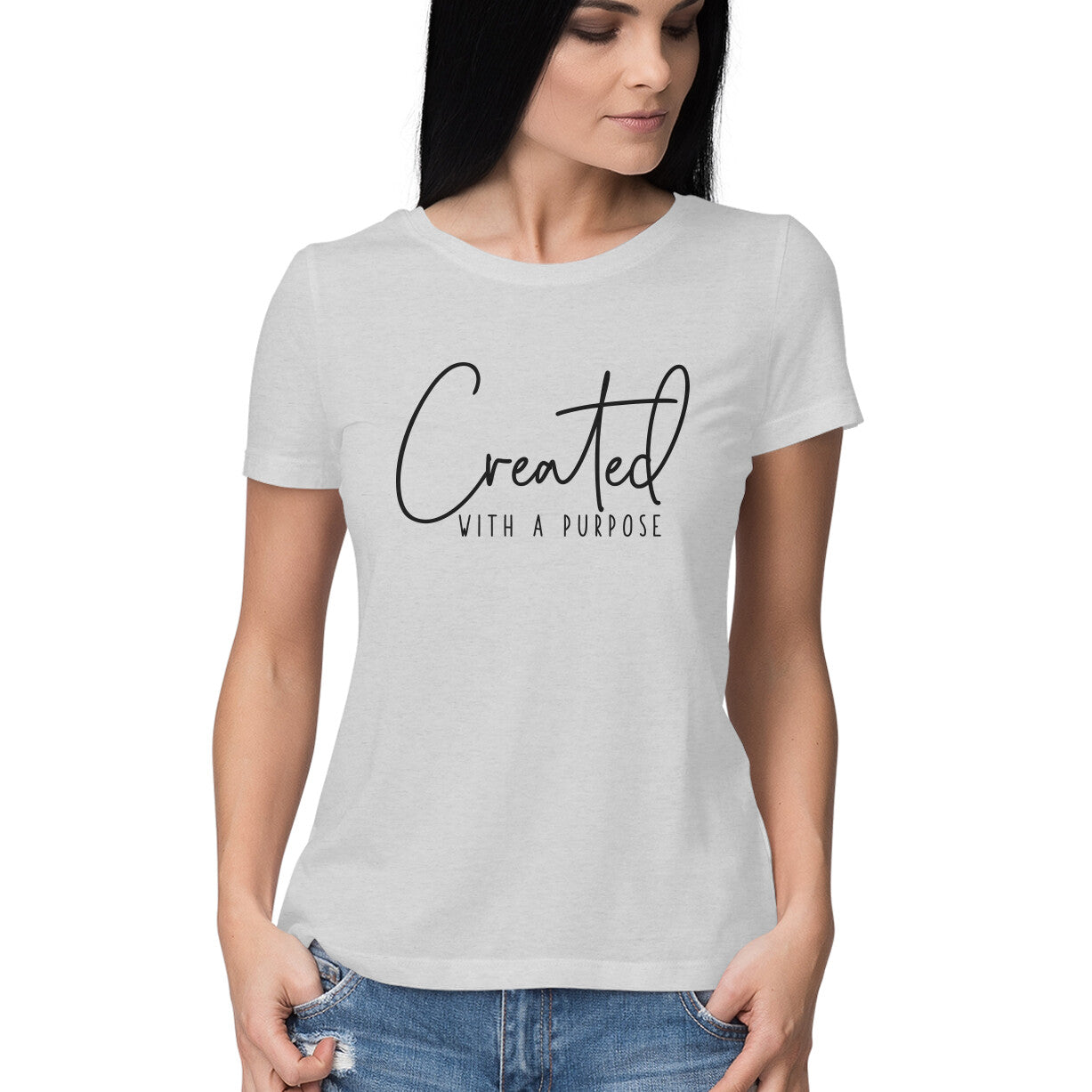 &quot;Crafted with a purpose&quot; - HALF SLEEVE T-SHIRT for GIRLS (91C21)