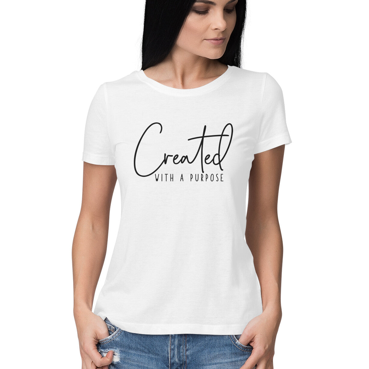 &quot;Crafted with a purpose&quot; - HALF SLEEVE T-SHIRT for GIRLS (91C21)