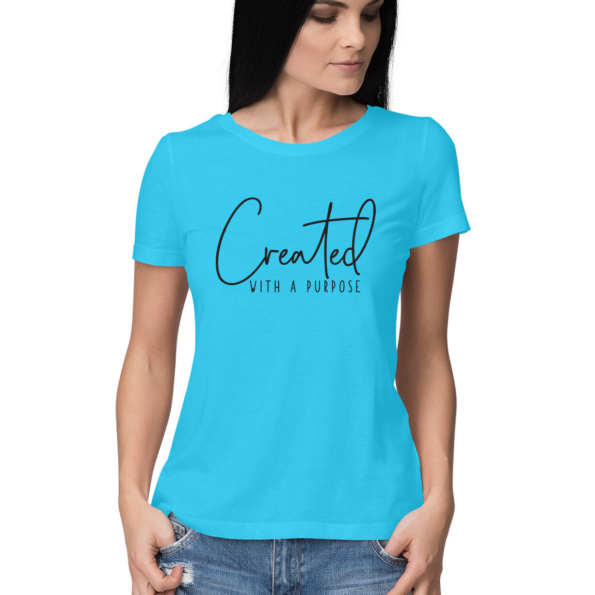 &quot;Crafted with a purpose&quot; - HALF SLEEVE T-SHIRT for GIRLS (91C21)