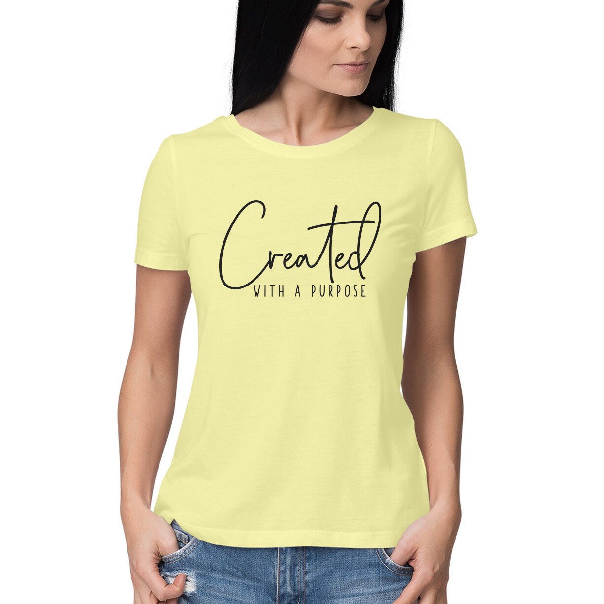 &quot;Crafted with a purpose&quot; - HALF SLEEVE T-SHIRT for GIRLS (91C21)