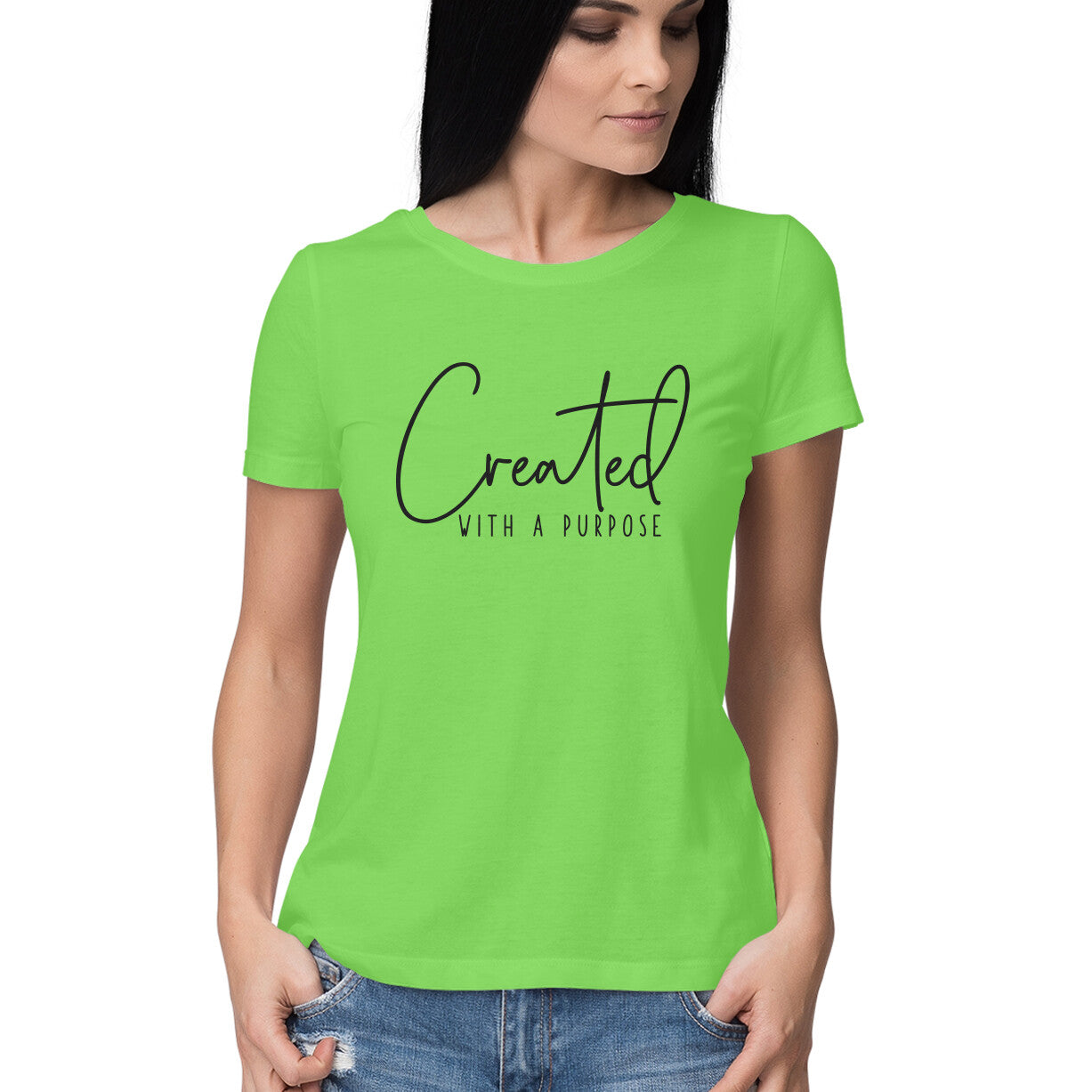 &quot;Crafted with a purpose&quot; - HALF SLEEVE T-SHIRT for GIRLS (91C21)