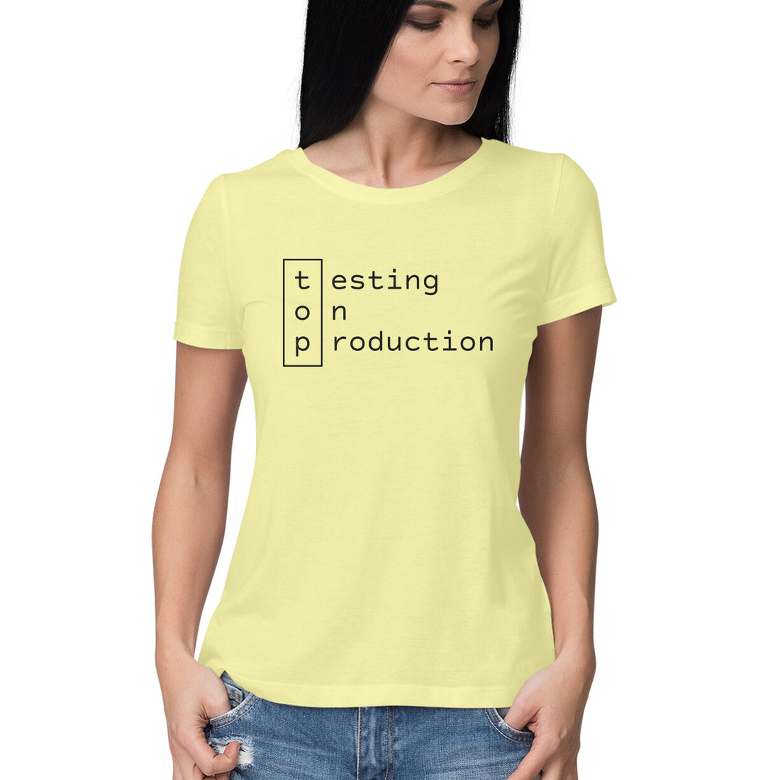 "Testing on production" - HALF SLEEVE T-SHIRT for GIRLS (91C69)