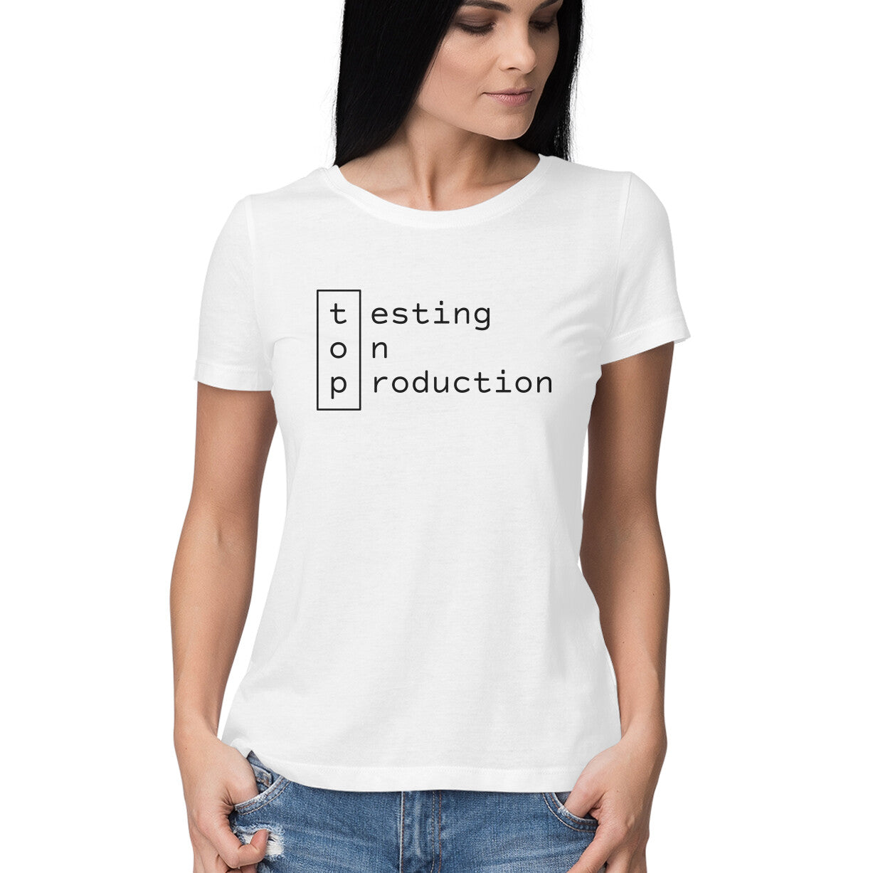 &quot;Testing on production&quot; - HALF SLEEVE T-SHIRT for GIRLS (91C69)