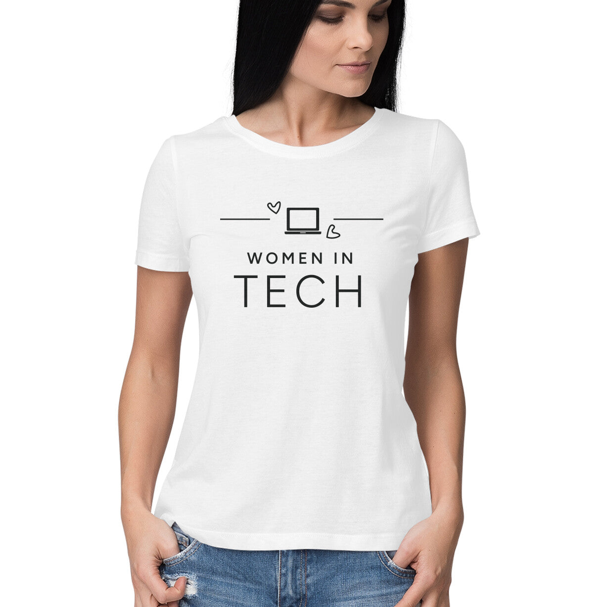 &quot;WOMEN IN TECH&quot; - HALF SLEEVE T-SHIRT for GIRLS (91C9)