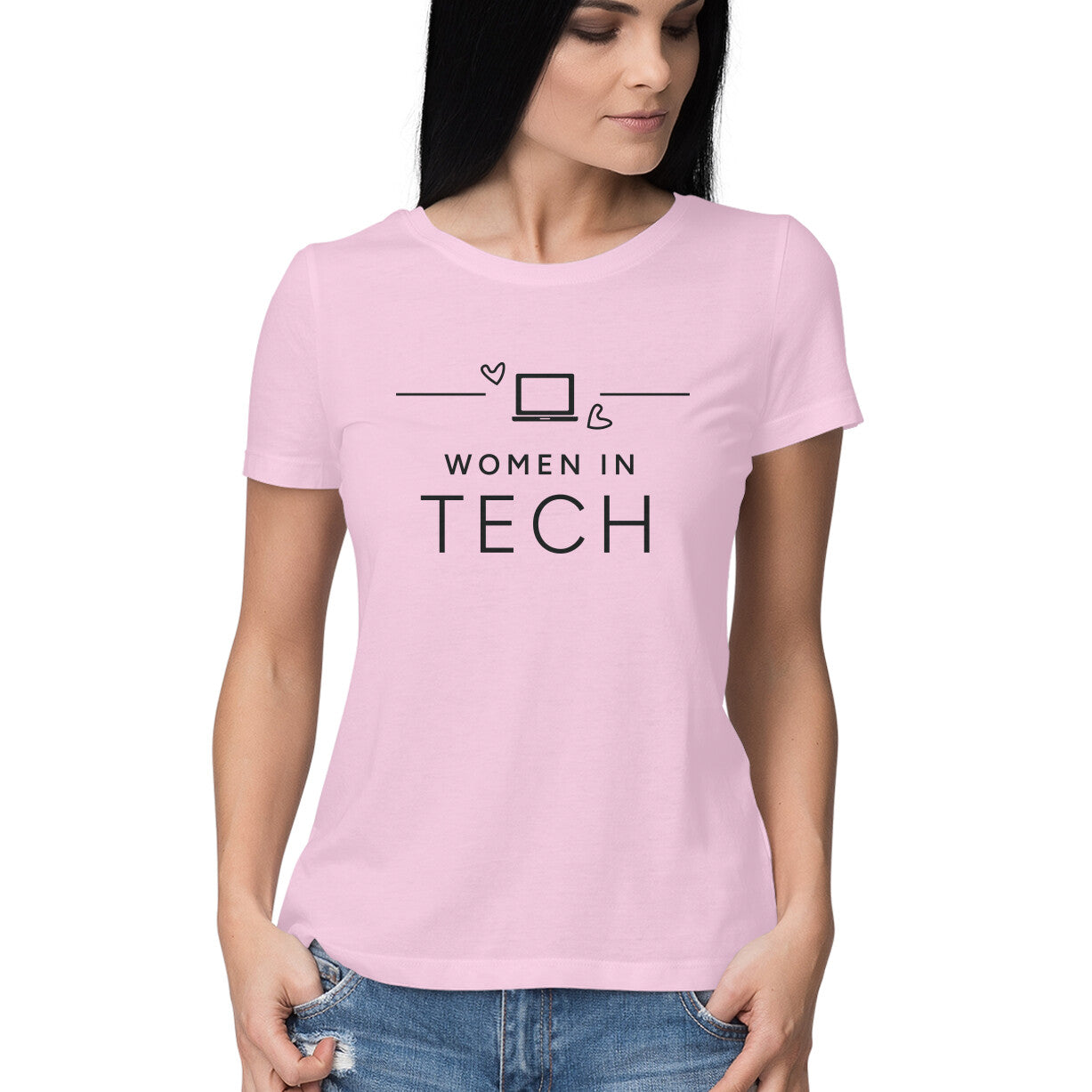 &quot;WOMEN IN TECH&quot; - HALF SLEEVE T-SHIRT for GIRLS (91C9)